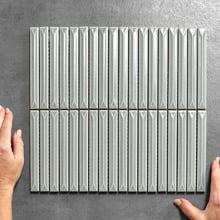 Akira Silver Sage Kit Kat Porcelain Mosaic Tile